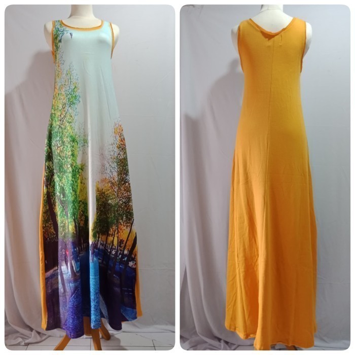 Dress terusan wanita bahan kaos bergambar 08
