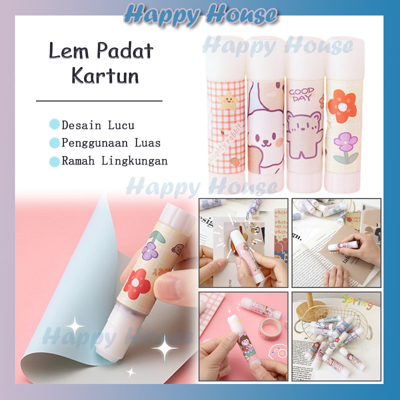 

Lem Perekat Stik Batang Putar Padat Motif Unik Glue Stick Lem Kertas Motif Karakter Lucu Cartoon Solid Glue