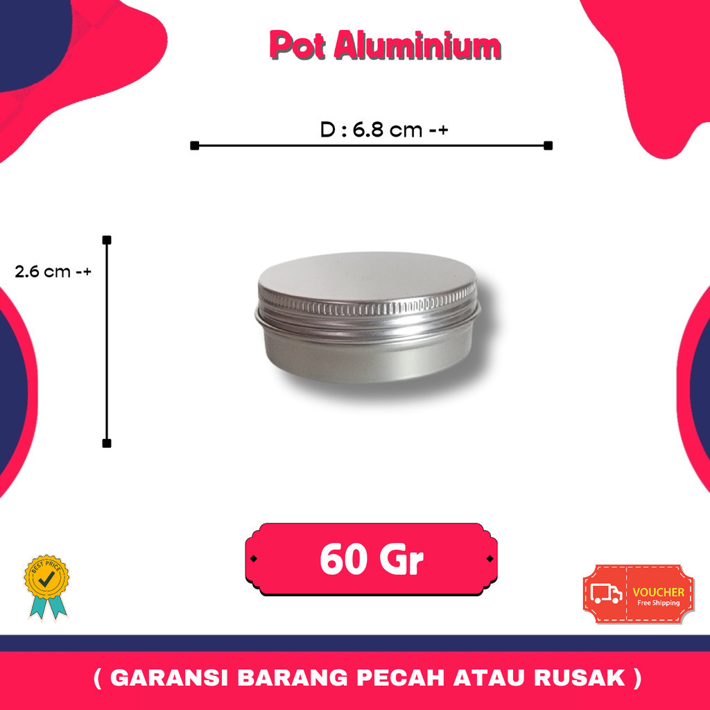 Pot Pomade Aluminium 60gr Tin Can | Kaleng Pomade Aluminium 60 gram