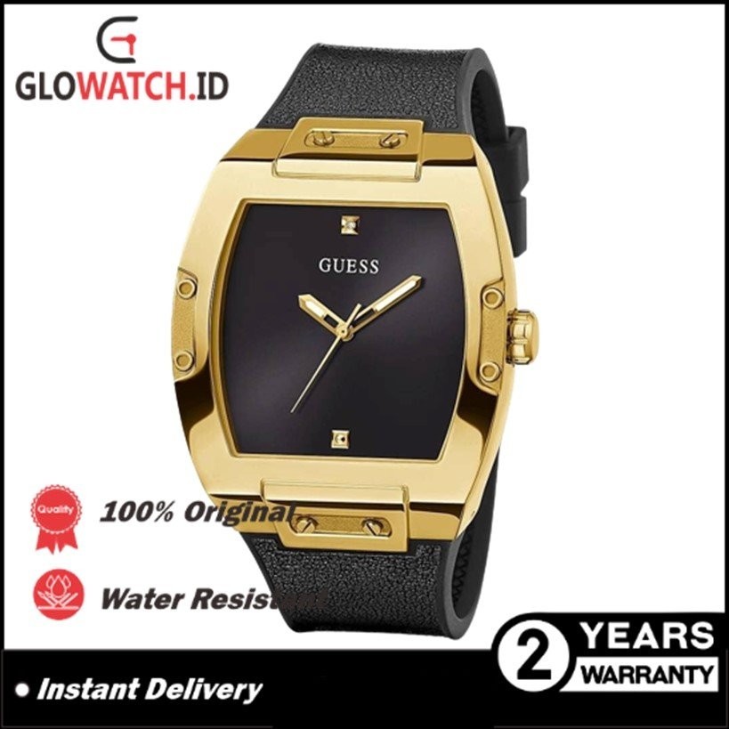 [Promo] Jam Tangan Pria Guess GW0386G3 Phoenix Gold Tone Case Black Genuine leather . Silicone Origi