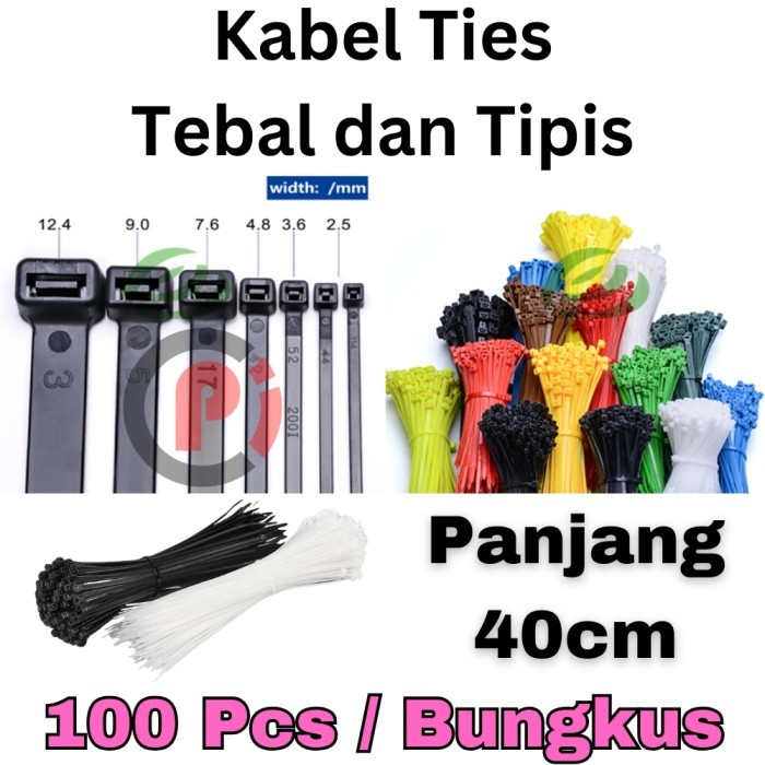 

Kabel Ties TEBAL Ukuran Panjang 5.4mm x 40cm / 4mm x 400mm Isi 100 Pcs Nylon Ties Zip Tie Tis Ikat