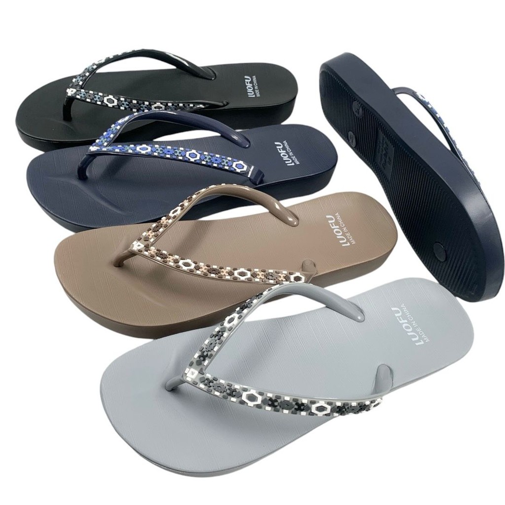 BLO LUOFU Sandal Jepit Tali Lego Karet Wanita Import E7140-BRE145 (AM5)