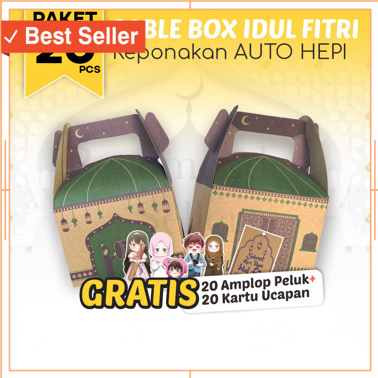 

Kado Unik Lebaran Idul Fitri Murah Style Keren / 20 pcs Gable Box Hampers Lebaran Idul Fitri Anak Ponakan – Motif Beduk