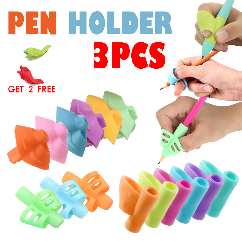 

3pcs Children'S Writing Pencil Pen Holder Learning And Practicing Silicone Pen Assisted Holding Pen Posture Corrector Students