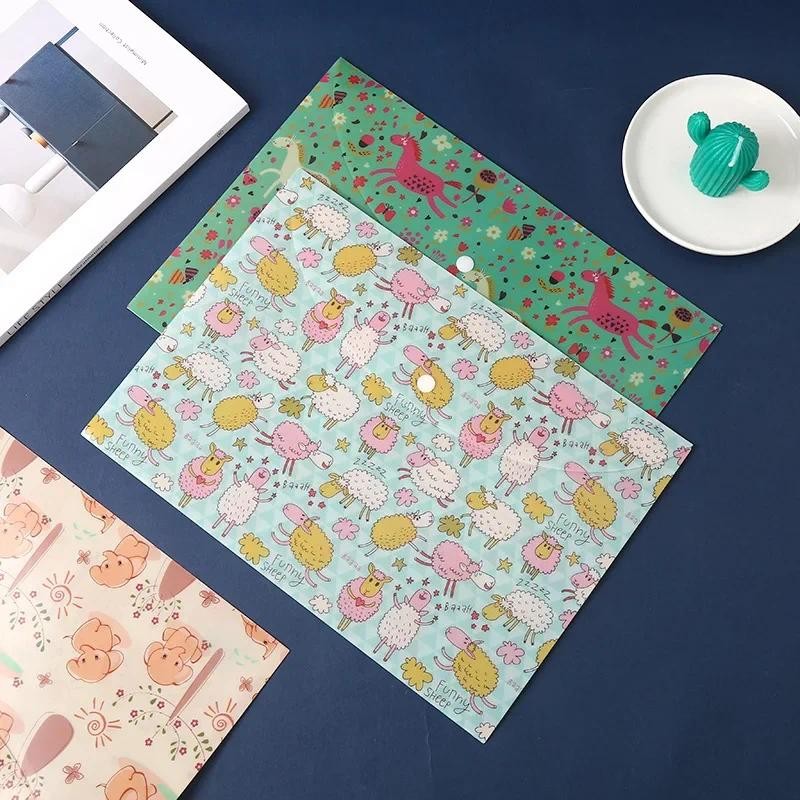 

1PC Waterproof Multi Pocket Plastic Kawaii A4 File Folder Bag Document Paper Organizer Case Office School Stationery Supplies