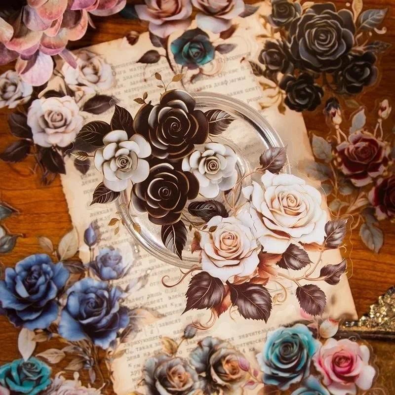 

10pcs/pack Large Size Rose Sticker Decor Junk Journal Collage Diary Album Planner DIY Scrapbooking Aesthetic Materials