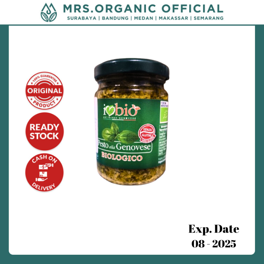 

Bumbu Instant Pasta Artigiana Genovese Organic Pesto Alla Genovese Biologico 130 Gr - Saos Itali BPOM Saus Pesto Premium Italia Rasa Otentik dan Organik Cocok untuk Pasta Spaghetti Selai Roti Dressing Salad