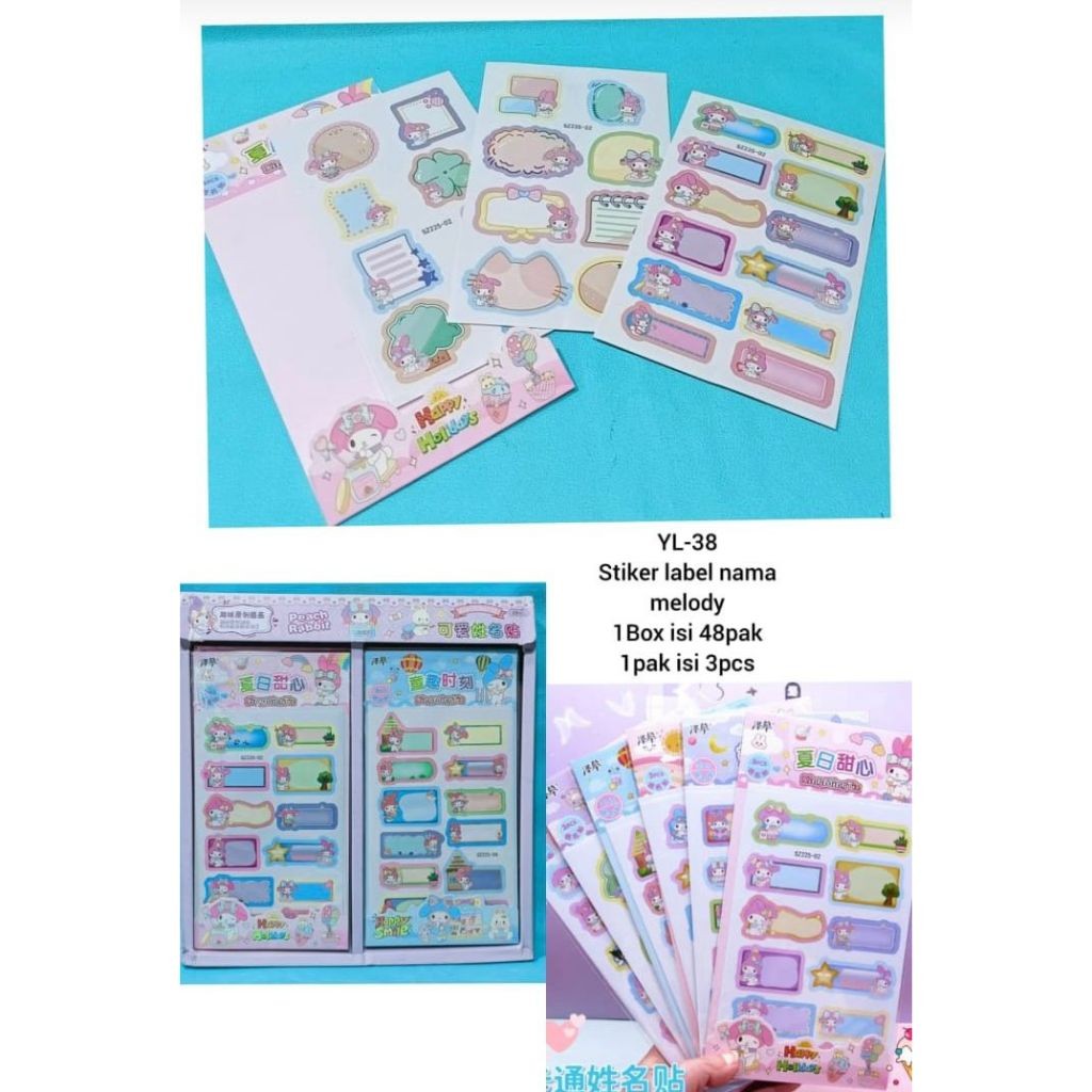 

STIKER LABEL NAMA SANRIO SZ 225 - BOX AMX 483 - BESAR WY 0001 / NAME CARD / MAINAN