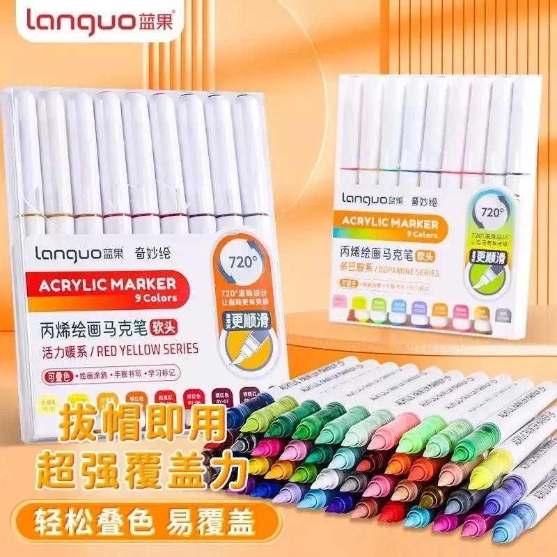 

162/9 Color Direct Liquid Colors Acrylic Paint Pens Brush Marker Pen for Rock Painting Stone Ceramic DIY Art Supplies Stationery