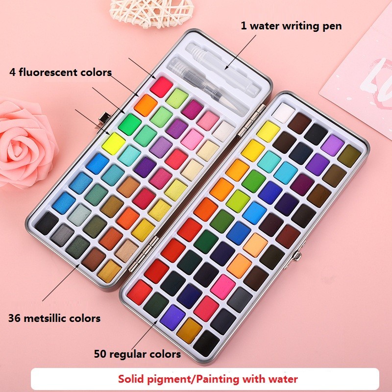 

50/72/90/100 Color Acuarelas Solid Pigment Watercolor Manicure Nail Draw DIY Art Supplies Painting Kit Glitter Paint Decor Nail