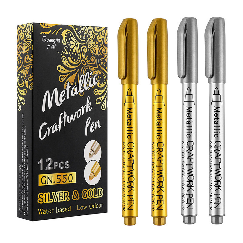 

Metallic Waterproof Permanent Paint Marker Pens Gold Silver Color DIY Epoxy Resin Mold Drawing Student Supplies Craft Marker Pen
