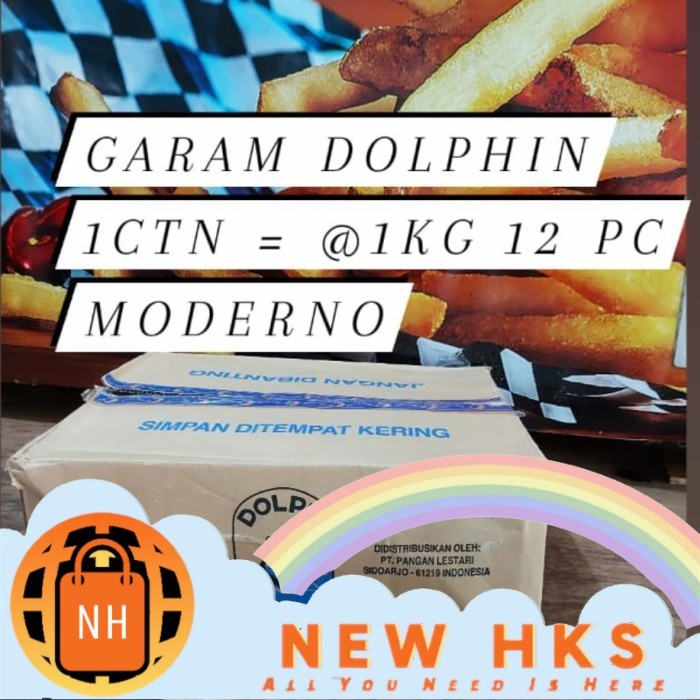 

Dolphin garam 1 Kg x 12 pack Kartonan garam dapur 1 dus