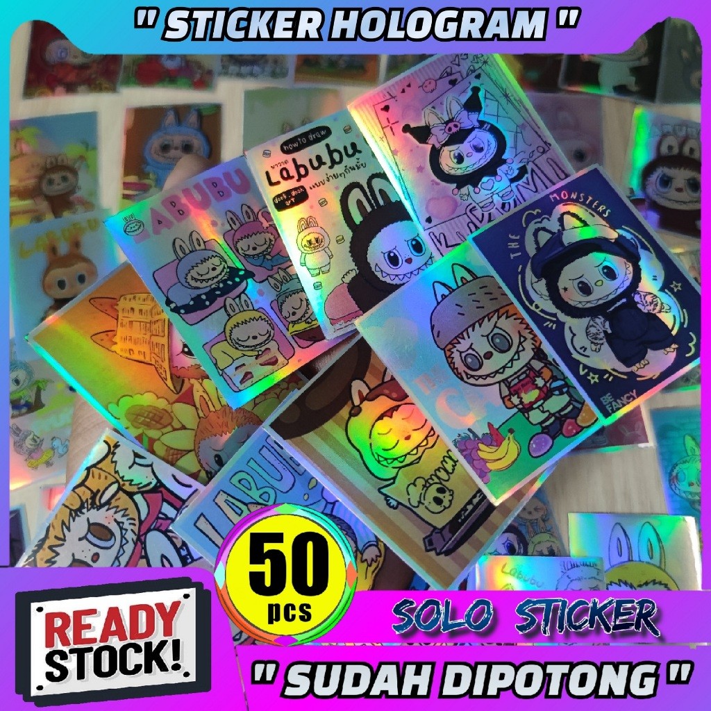 

Sticker Labubu Sticker Viral Hologram Isi 50 pcs
