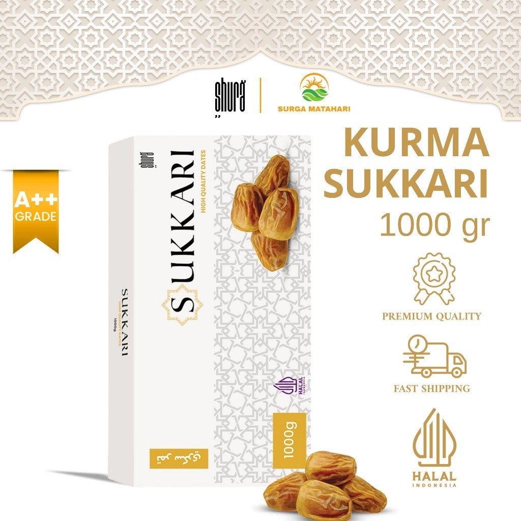 

Shura Kurma Sukkari Box 1kg Premium Sukkari Dates Kurma Raja Original