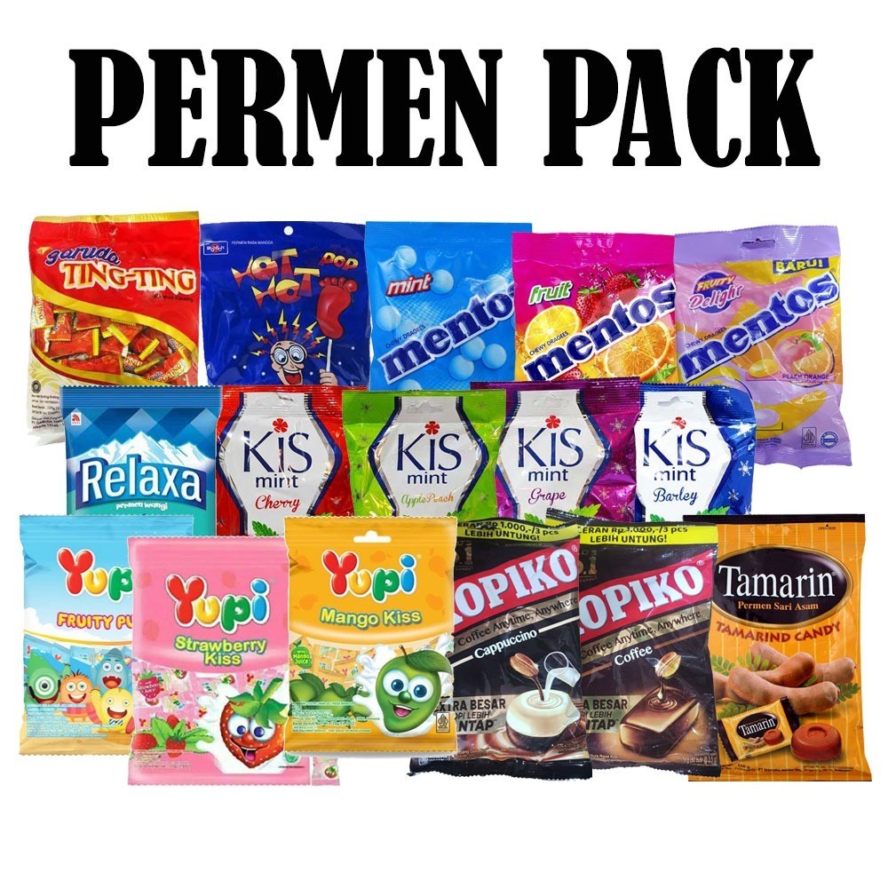 

Permen Pack MENTOS / KIS / TINGTING / KOPIKO / HOT POP / RELAXA pusat groir murah murah meriah