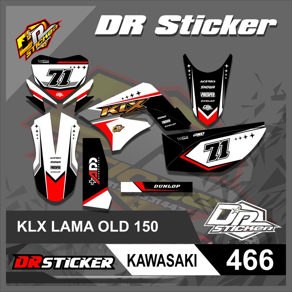 466 Decal Custom KLX Lama 150 - Decal KLX 150 Desain Racing Gold