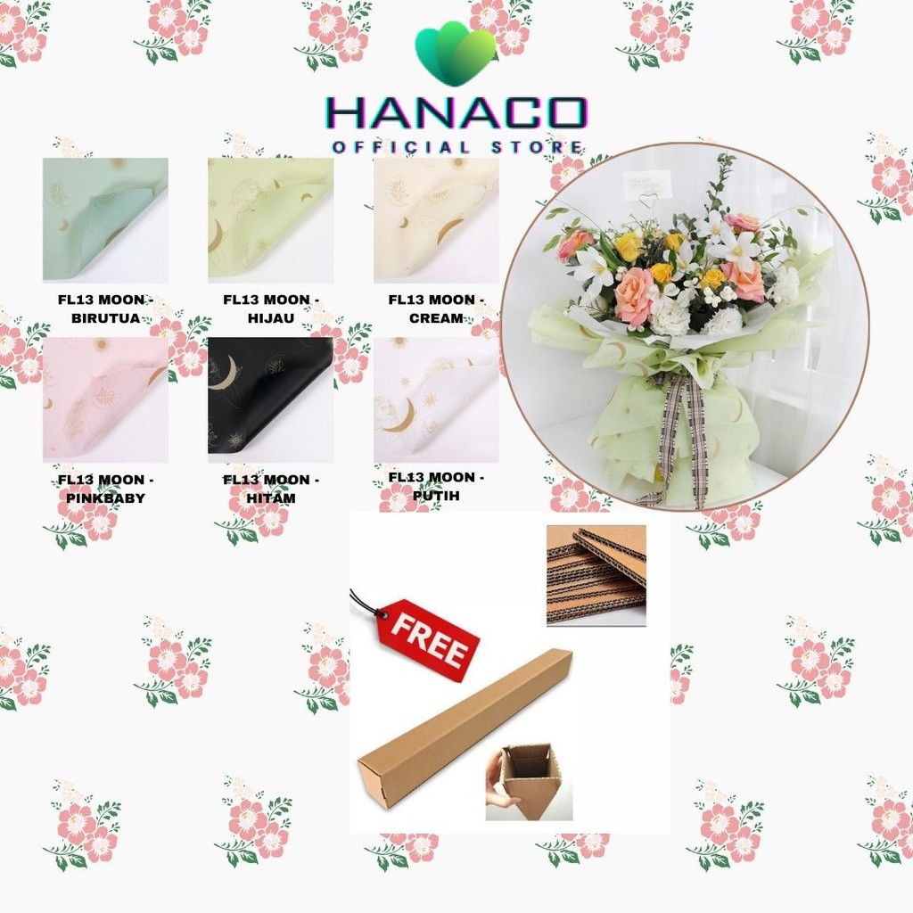 

HANACO - (5 LEMBAR) - FL13 MOON Kertas Bunga Paper Buket Motif Bulan Modern Florist Cellophane