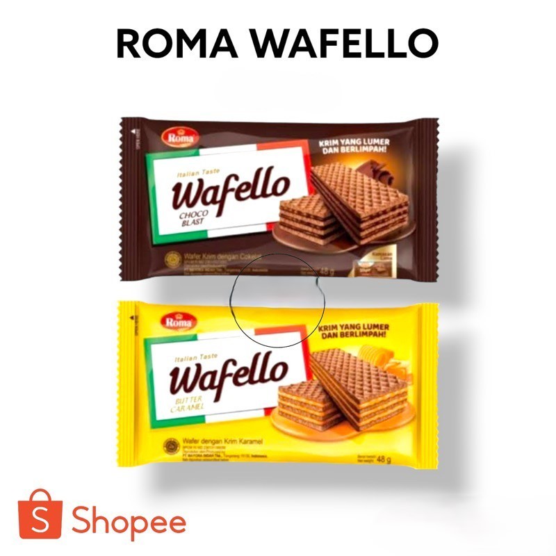 

WAFELO WAFELLO WAFER CHOCO BLAST 43 GRAM BUTTER CARAMEL COCONUT ROMA MAYORA ITALIAN TASTE PROMO SACHET 2000 DOMIKA