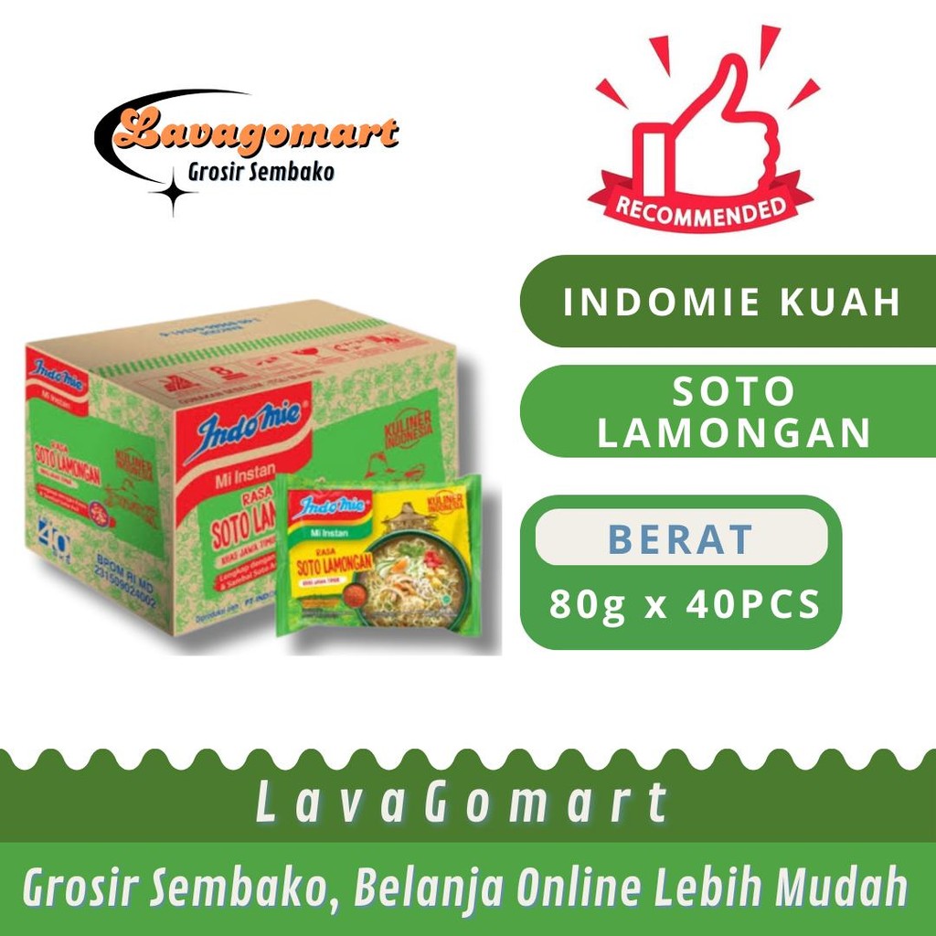 

INDOMIE KUAH SOTO LAMONGAN 80g - 1 DUS - LAVAGOMART - BANDUNG