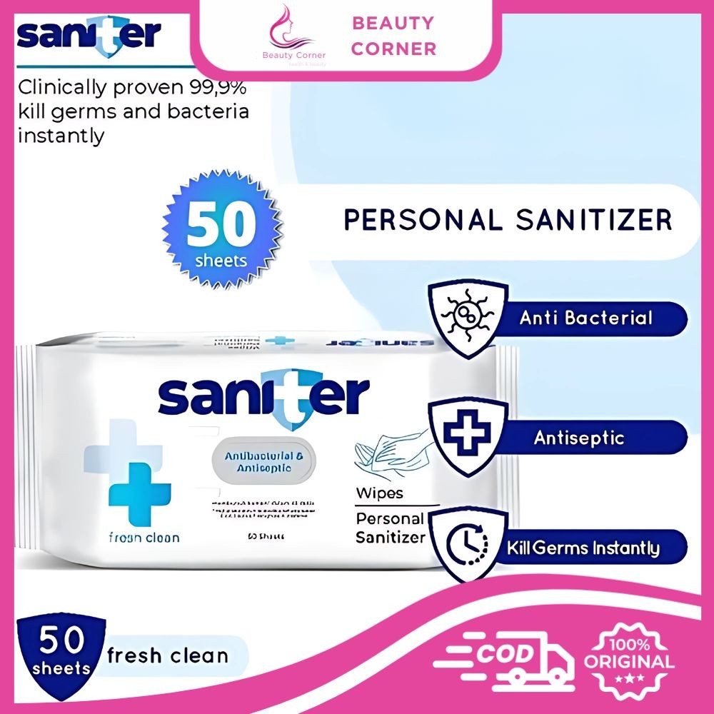 Saniter Antibacterial & Antiseptic Wipes - 50 Sheets