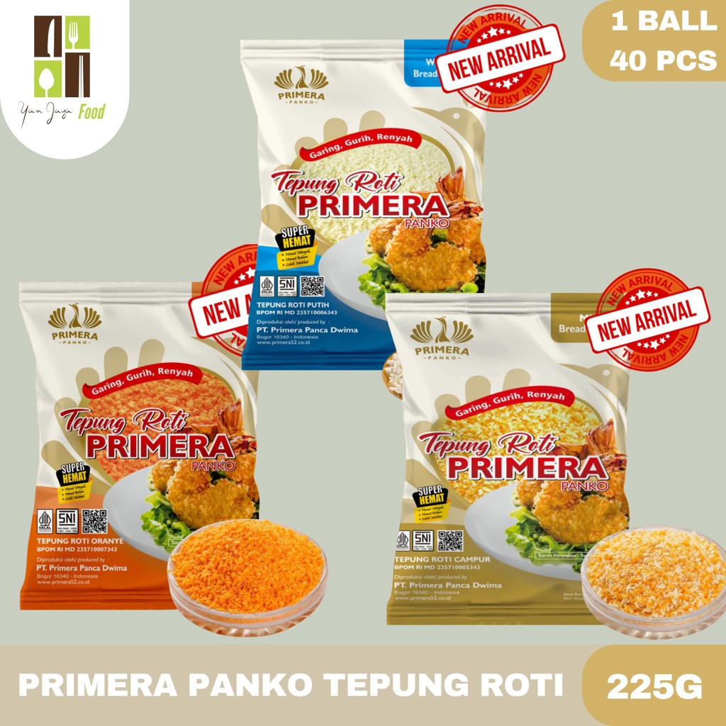 

Primera Panko Tepung Roti / Bread Crumbs / Tepung Panir Mix [ Campur ] / White [ Putih ] / Orange Kemasan 225g 1 Ball / 40 pcs