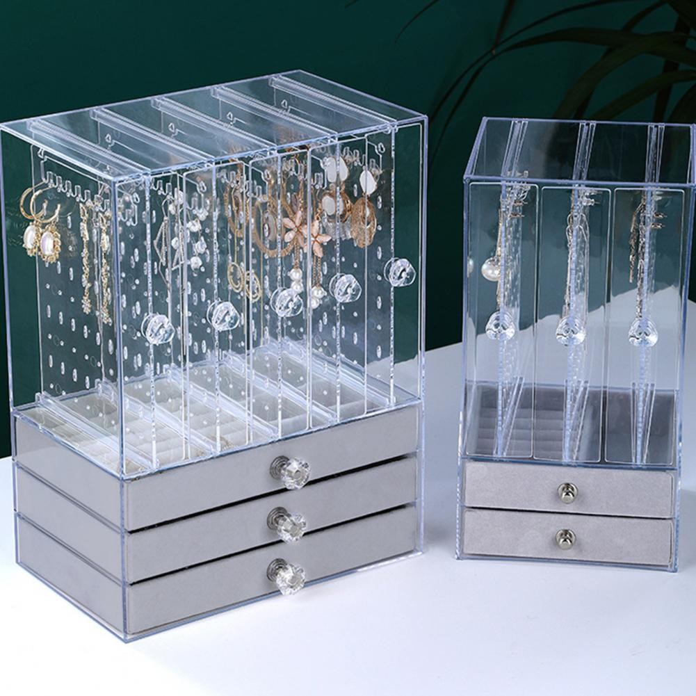 

Jewelry Storage Rack Transparent Large Capacity Dustproof Vertical Earrings Display Stand Jewelry Storage Clear Drawer Box Case
