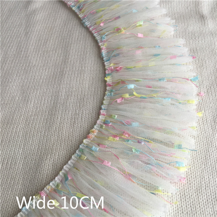 

10CM Wide Luxury Pleated Chiffon Folded Lace Trim 3D Embroidered Ribbon DIY Sewing Guipure Dress Curtain Tassel Fringe Hem Decor
