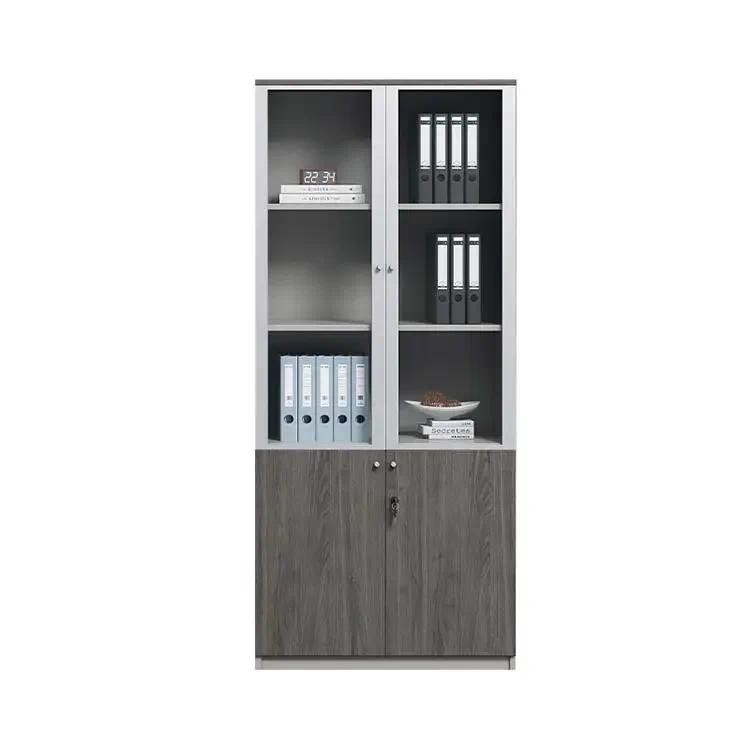 

Office shelves document cupboards file book custom glass aluminum alloy door frame modern wooden storage filing cabinet