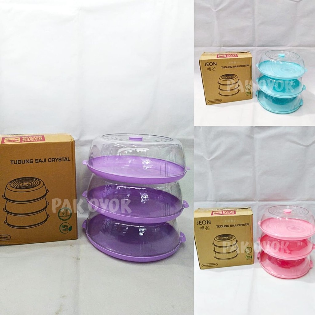 Tudung Saji Crystal Jeon 3 Susun - Tudung Saji Modern - Tudung Saji Kristal Susun 3 - Tempat Penyimp