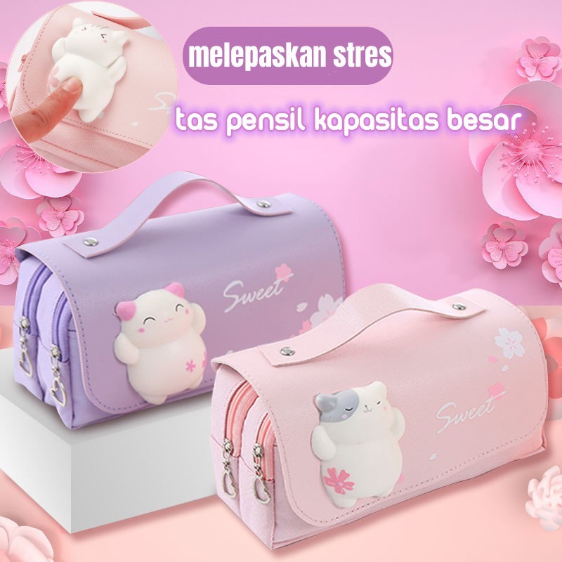 

Kantong pensil berkapasitas besar dengan aksesori / bahan tahan air dekompresi/Kotak pensil lembut yang lucu