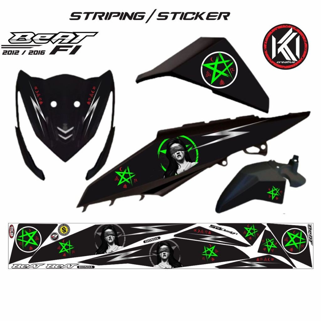 STIKER KEREN STRIPING STICKER MOTOR BEAT F1 TAHUN 2012 2016 MOTIP KEREN