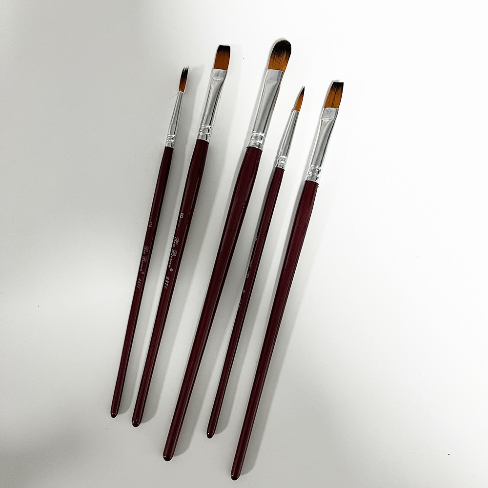 

5 Pcs Brush Painting Brushes Art Round Flat Hair Nylon Hair Paint Brush Oil Acrylic Watercolor Kids Beginners Student