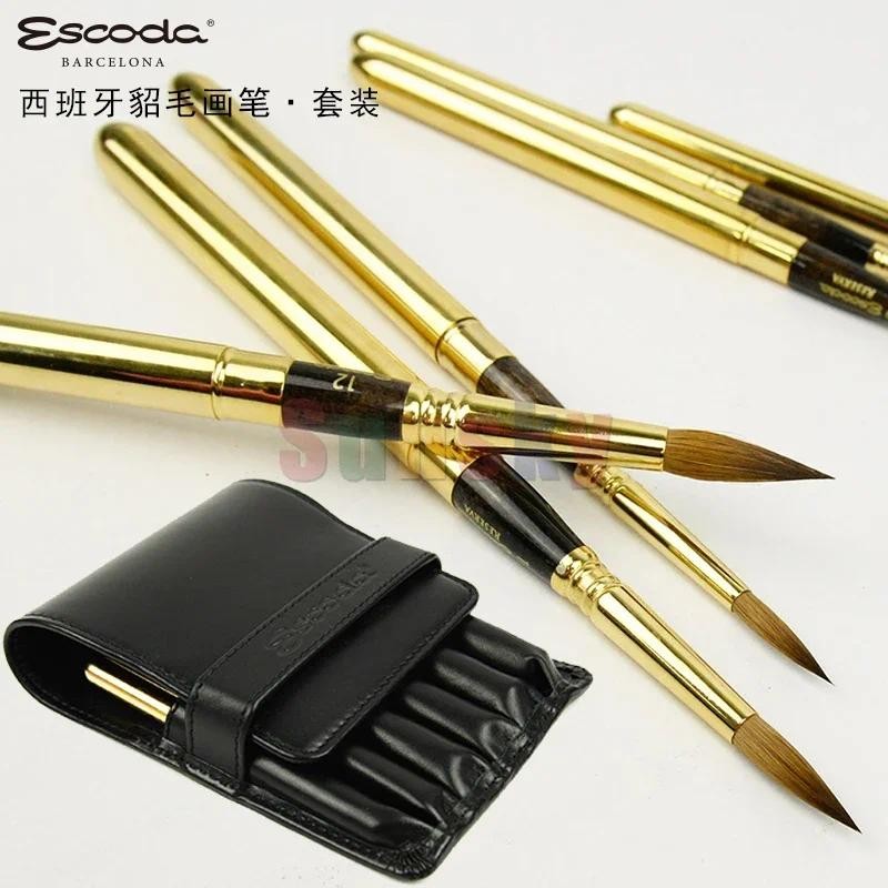 

Escoda Reserva 1214 Watercolor and Acrylic Kolinsky-Tajmyr Sable Paint Brush Travel Round, Pocket Round, Short Handle