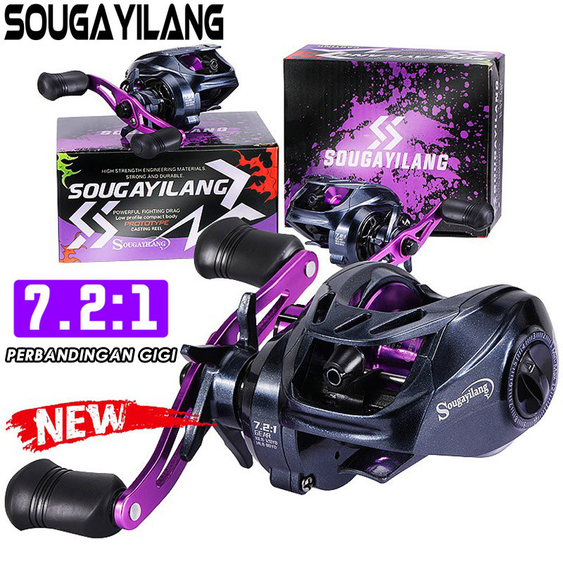 Sougayilang【COD】Gulungan Pancing Alat pancingan Rasio Roda Gigi 7.2:1 Joran Baitcasting Joran Baitca