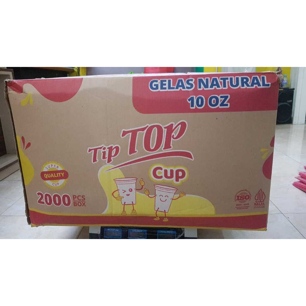 (40 slop) cup gelas plastik merk hoka / cup tip top datar 10 oz / gelas datar tip top 10 oz / cup 10