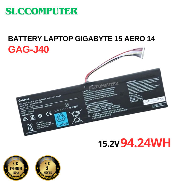 Baterai Laptop GAG-J40 Laptop Battery Gigabyte Aorus X7 Dt V7 V8 V6 Aero 15 14 V7sparepart laptop