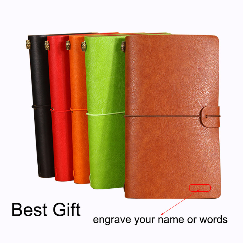 

Soft Leather Cover Traveler Journal Diary A6 Creative Travel Notebook Note Book Stationery Gift For Girls And Boys Engrave Name