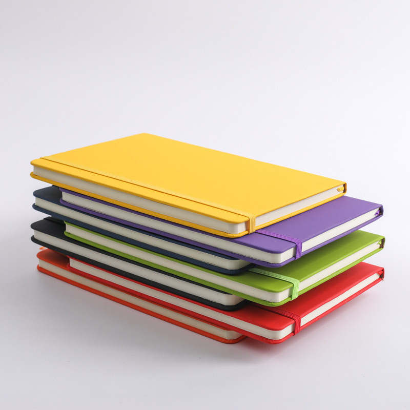 

A6 Mini Notebook Colorful Elastic Band Tied Notepad Simple Business Notebook Full Horizontal Line Inside Pages Diary
