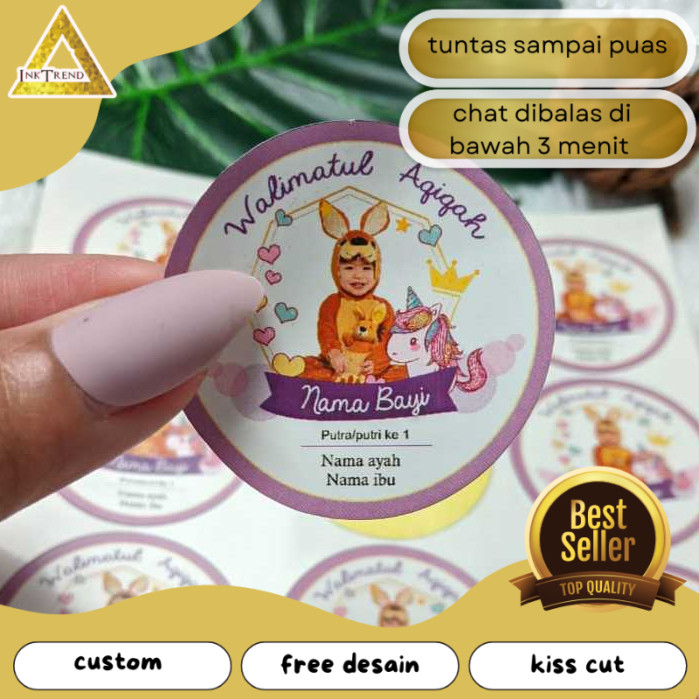

INKA 9-15 Cetak Sticker Aqiqah Anak Bayi Label Kikah Stiker Bulat Akikah Free Desain Uk.Besar