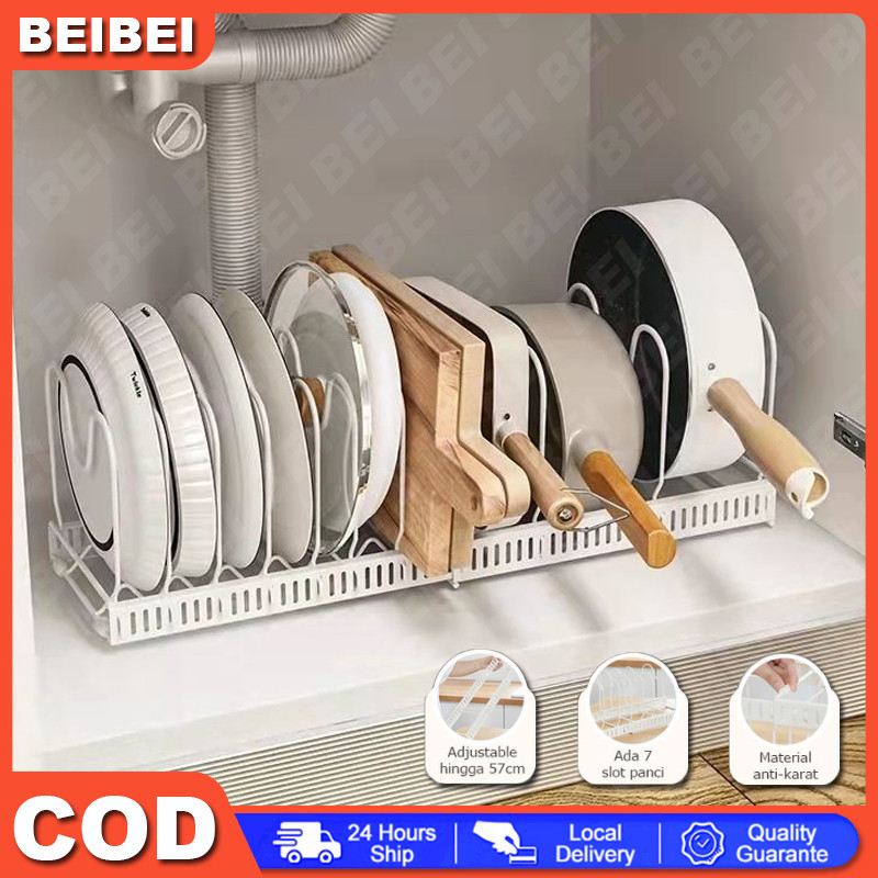 COD Rak Panci Sekat Rak Dapur Organiser Panci Adjustable Rak Panci Rak Dapur Nordic Style Rak Panci 