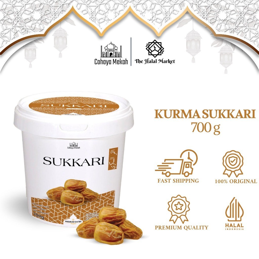 

Cahaya Mekah Kurma Sukkari Ember 700 Gram Grade A++ Premium Quality
