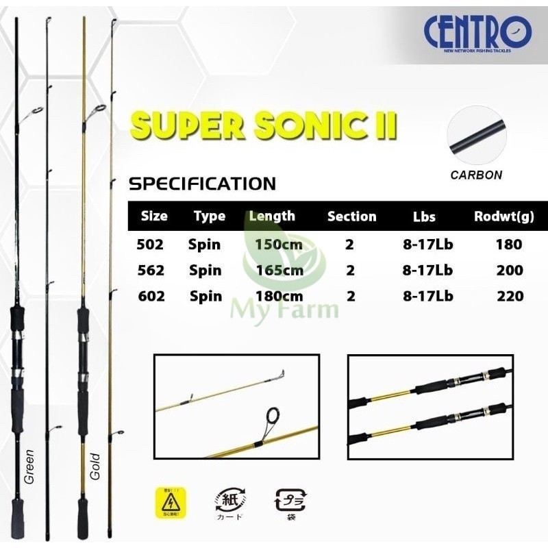 Joran Spinning Centro Super Sonic J II  502 562 602 / Panjang 150cm 168cm 180cm 8-17lb Material Carb