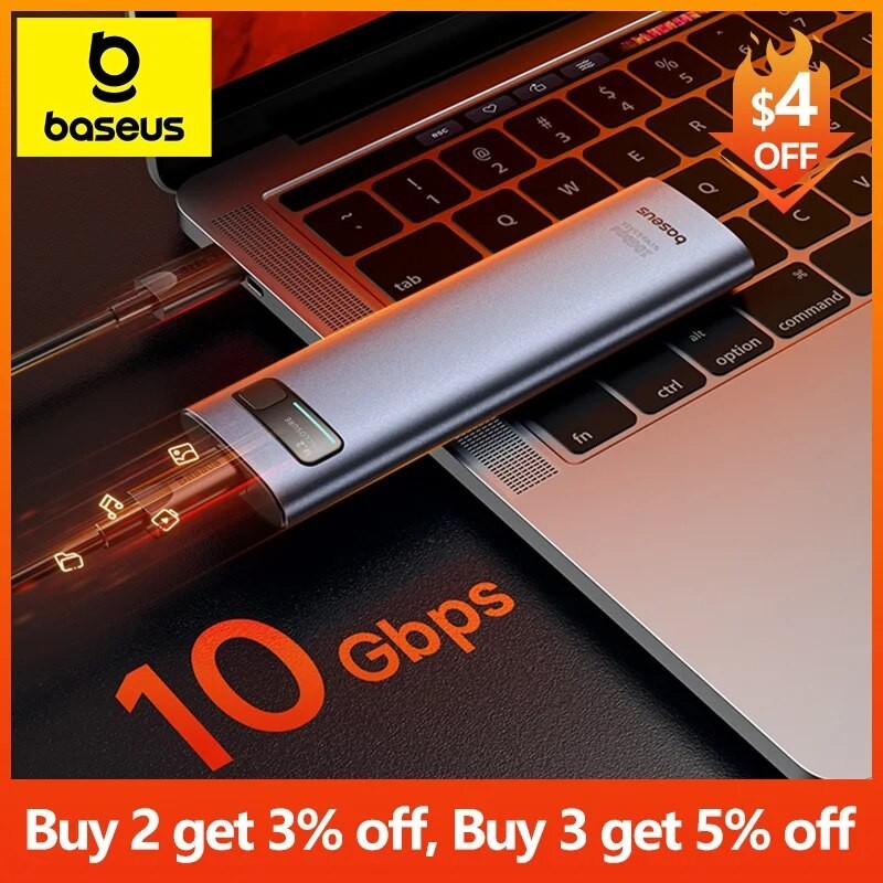 Baseus M2 SSD Case NVME SATA Dual Protocol M.2 to USB Type C 3.2 Gen 2 Portable SSD Sata Nvme Enclos