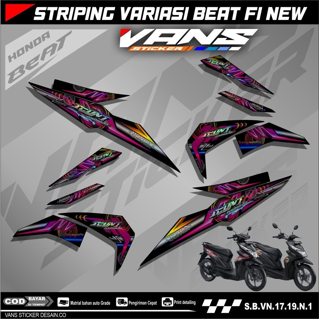 Striping BEAT FI Esp,Beat Street,Beat Fi New 2016 2017 2018 2019 Bahan Hologram Pelangi,Chrome-Stick
