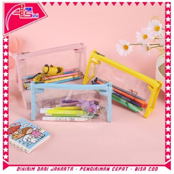 

AS Kotak Pensil Transparan Multifungsi Minimalis Tempat Pensil Bening Kapasitas Besar Tas Penyimpanan Transparan Warna tas Makeup Mini Pouch Pencil Case Stationery Serbaguna Aesthetic