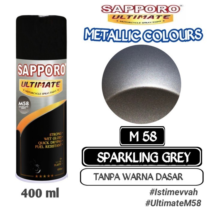 

SAPPORO ULTIMATE M58 SPARKLING GREY 400ml Cat Semprot Pylok Pilok