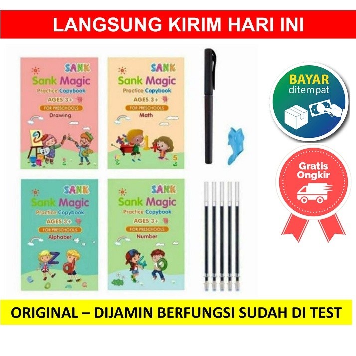 

➡️COD➡️ Buku Sank Book Magic Sank Magic book 1 Set isi 4 Buku + pulpen 3+ BELAJAR MENULIS BERHITUNG MENGGAMBAR GAMBAR Bisa Dihapus ➡️