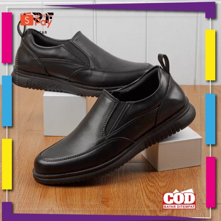 UKURAN SIZE 37 38 39 40 41 42 43 44 45 / ARF Smith Black Sepatu Slip On Loafers Formal Kulit Pantofe