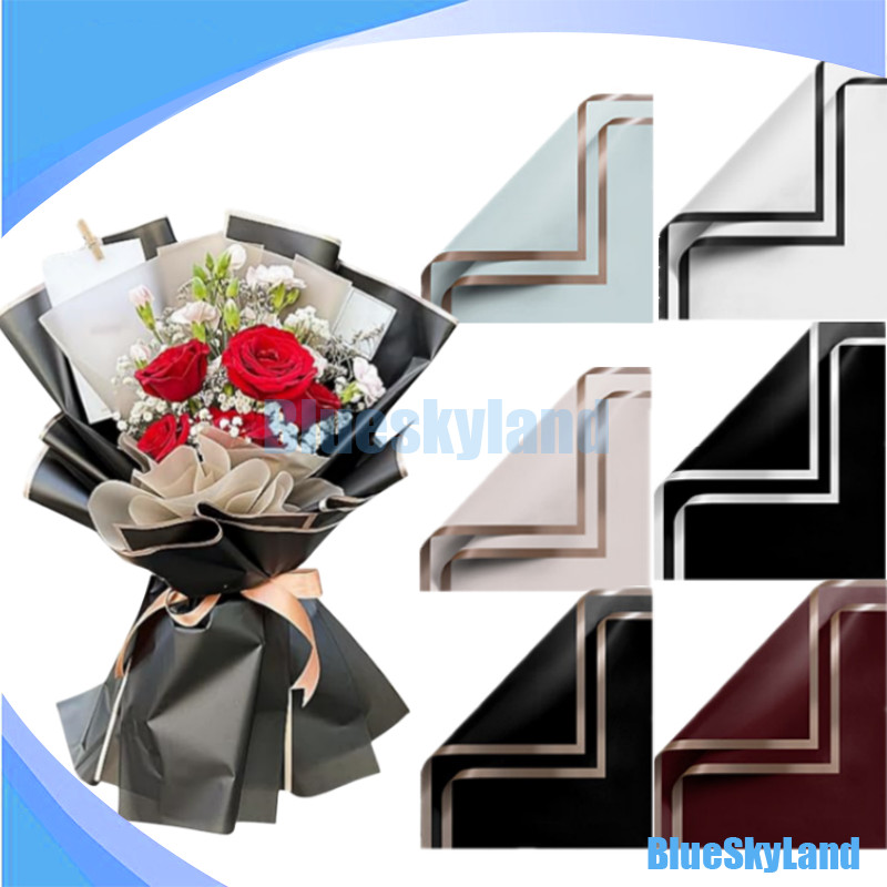 

Kertas Buket Bunga / Flower Wrapping Paper / Flower Wrapping Motif Line Colour & Gold Waterproof / Kertas Kado / Cellophane Florist Goldline