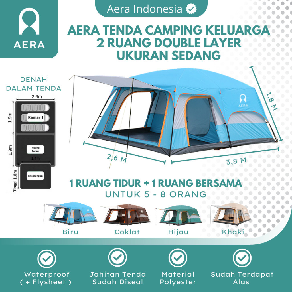 TENDA CAMPING KELUARGA 2 RUANG | TENDA CAMPING TENTASTIC OUTDOOR | TENDA KEMPING OUTDOOR 5-8 ORANG |